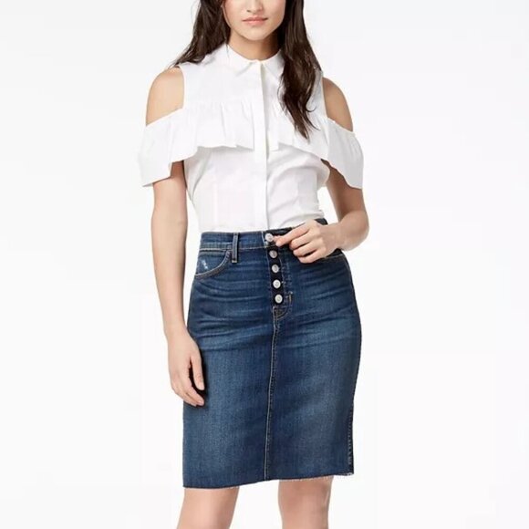 Women's Hudson Remi High Rise Denim Pencil Skirt Blue Size 25 - Picture 4 of 13